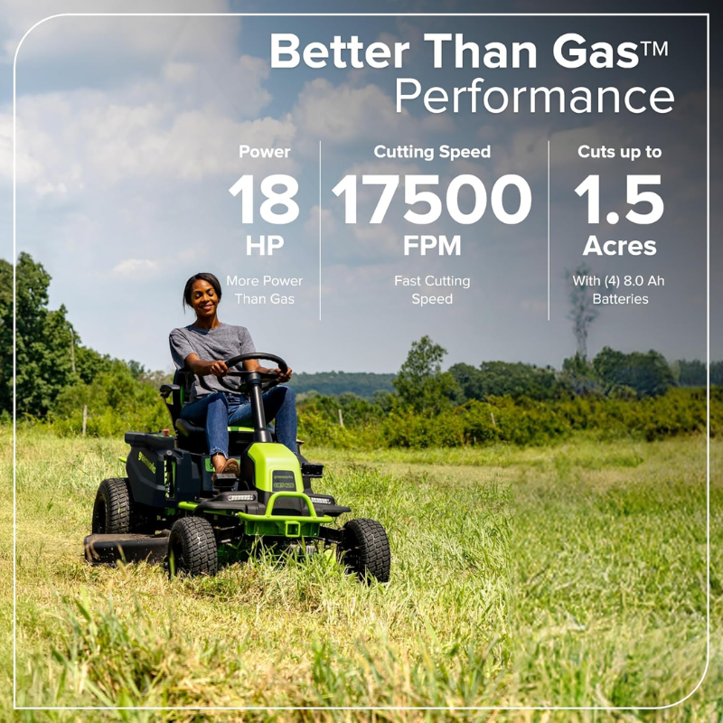 Greenworks 42in 60V CrossoverT Cordless Riding Lawn Tractor with (4) 8.0Ah Batteries & 600W Plug-In Charger