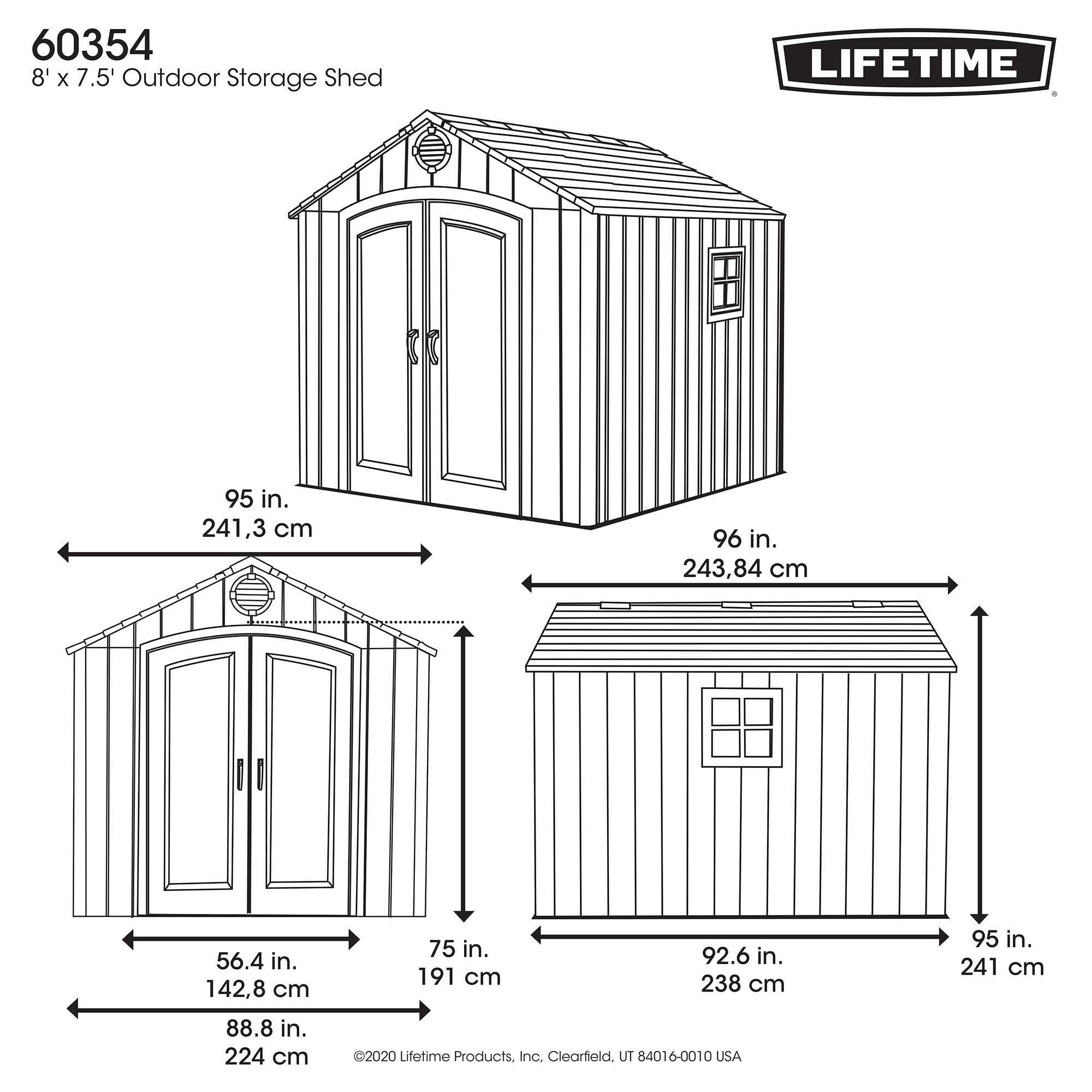 Lifetime 8 Ft. X 7.5 Ft. Outdoor Storage Shed – 60354