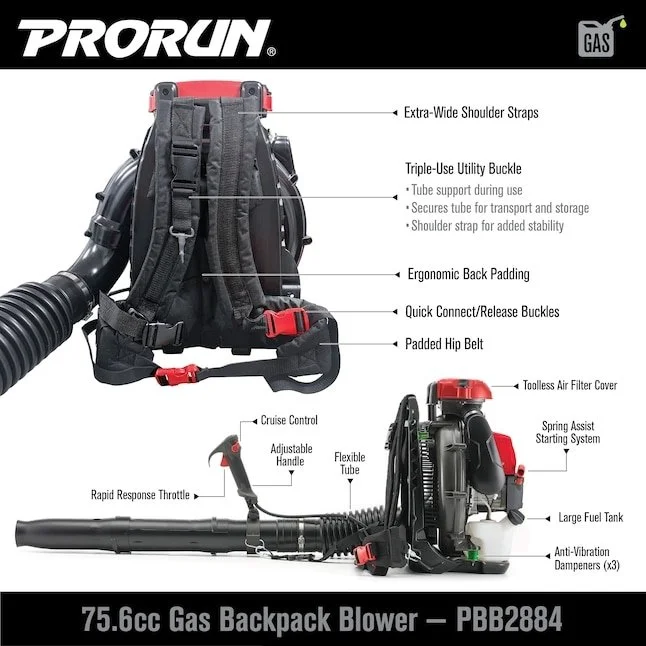 PRORUN PBB2884 Gas Backpacks Leaf Blower