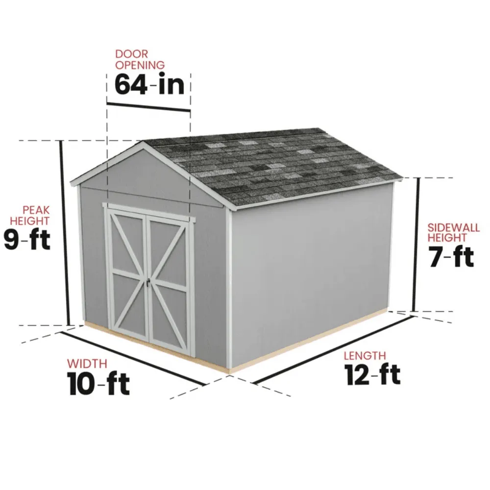 Handy Home Products Rookwood 10 ft. x 12 ft. Wood Storage Shed Kit with Floor – Durable Outdoor Storage